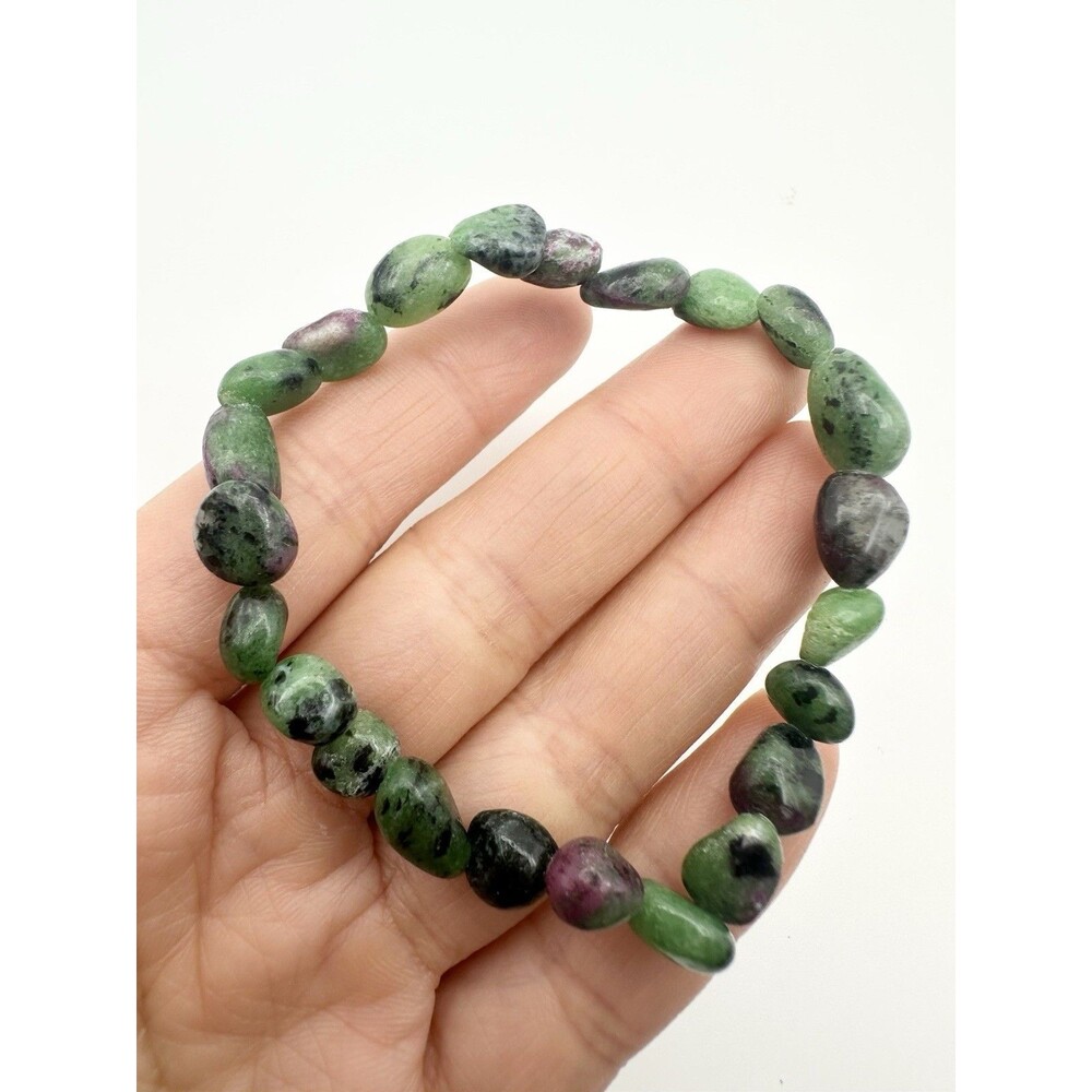 Natural Polished Ruby In Zoisite Bead Bracelet Elastic Stretchy